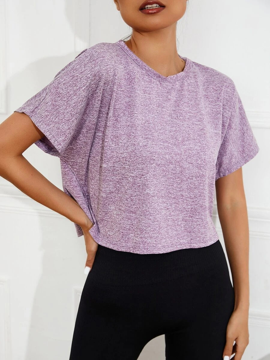 Backless Sleeve Sports Shirt - Purple