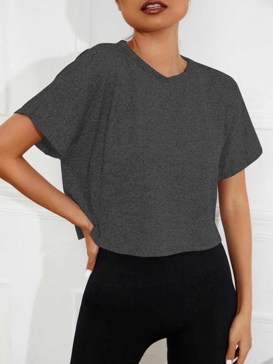 Backless Sleeve Sports Shirt - Black