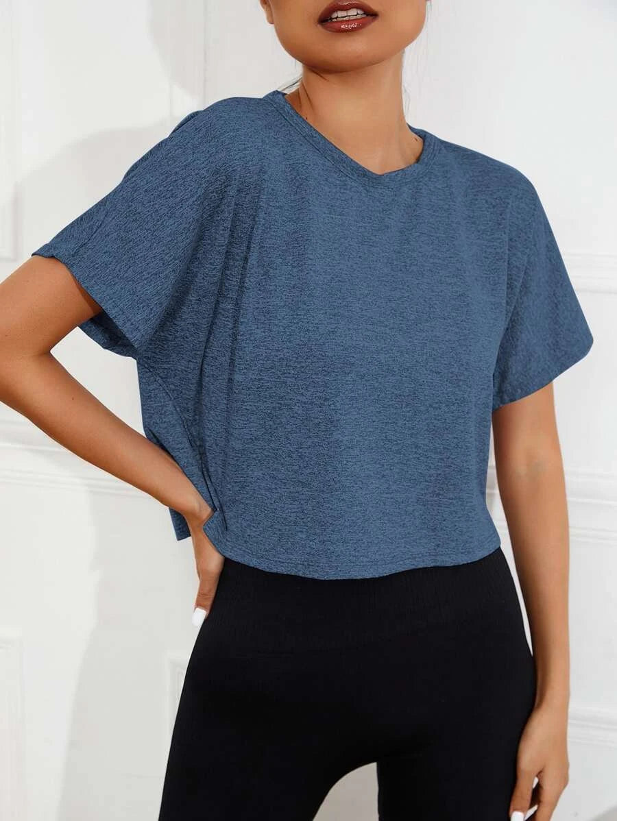 Backless Sleeve Sports Shirt - Navy Blue