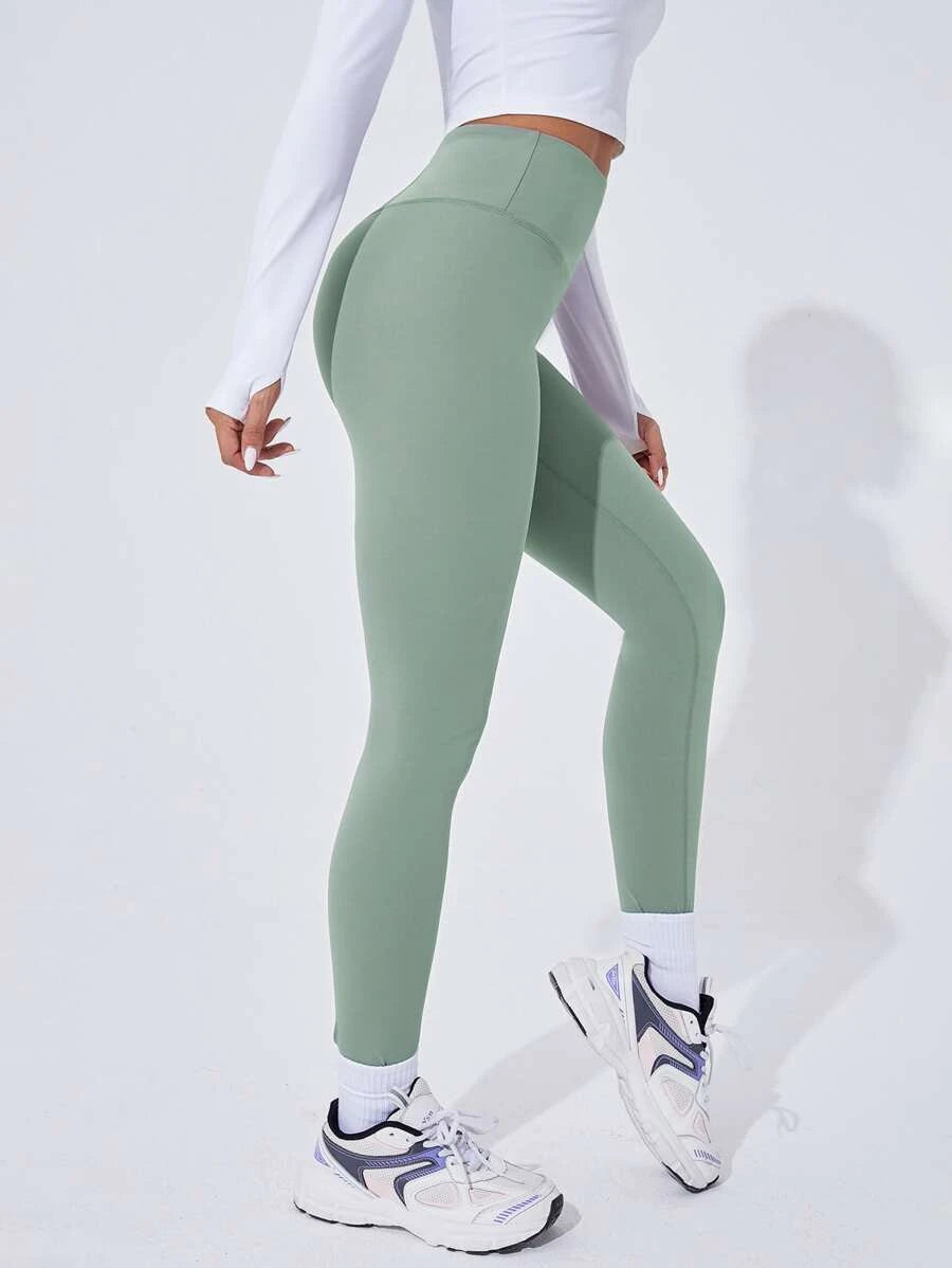 Tummy Control Yoga Leggings - Green