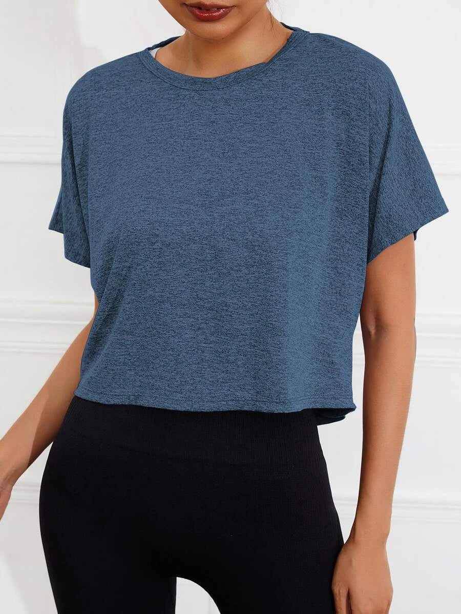 Backless Sleeve Sports Shirt - Navy Blue