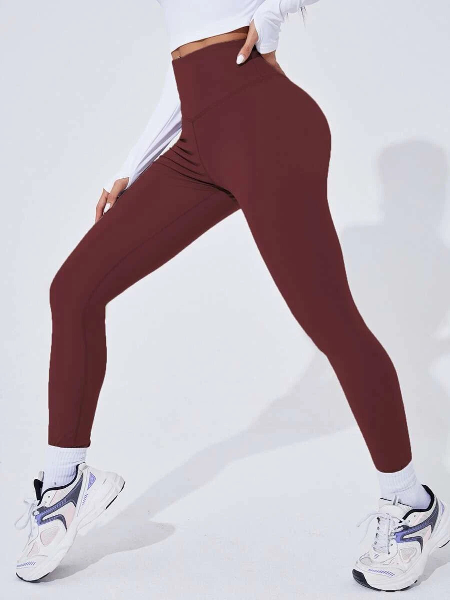 Tummy Control Yoga Leggings - Burgundy