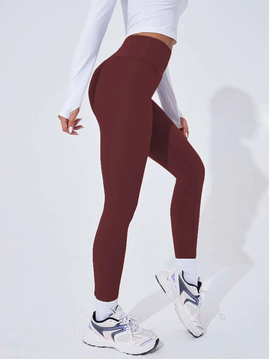 Tummy Control Yoga Leggings - Burgundy